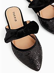 Bow & Sequin Pointed Toe Mule (WW), BLACK, hi-res