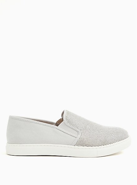 Grey Embellished Faux-Gem Slip-On Sneaker (WW), GREY, alternate