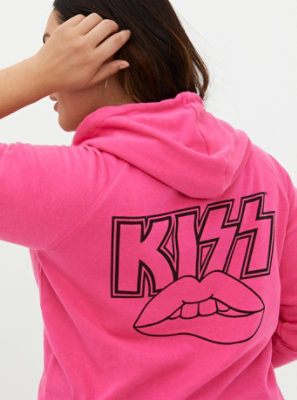 Plus Size - KISS Neon Pink Fleece Hoodie - Torrid