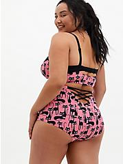 Pink Cat Print Underwire Bikini Top, MULTI, alternate
