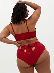 Red Satin Bow Cutout Cheeky Panty, , alternate
