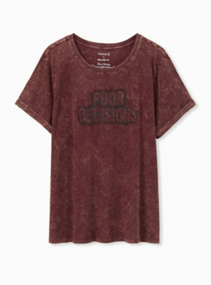Plus Size - Poor Decisions Relaxed Fit Crew Tee - Slub Mineral Wash ...