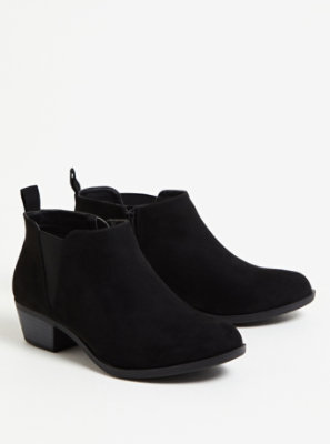 Plus Size - Black Faux Suede V-Gored Ankle Boot (WW) - Torrid