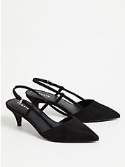 Black Faux Suede Pointed Toe Kitten Heel (WW), BLACK, alternate