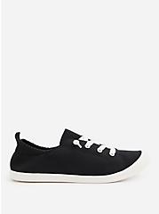 Plus Size Riley - Black Stretch Knit Ruched Sneaker (WW), BLACK, alternate