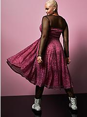 Plus Size Betsey Johnson Black & Pink Lace Mesh Tulle Skater Dress, LEOPARD - PINK, alternate