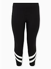 Platinum Legging - Fleece Lined Double Stripe Hem Black, BLACK, hi-res