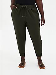 Plus Size Relaxed Fit Jogger - Dressy Twill Forest Green , ROSIN, hi-res
