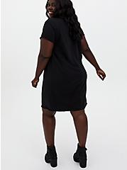 Black Terry Embroidered Shift Dress, DEEP BLACK, alternate