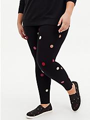 Plus Size Premium Legging - Multi Sweetheart Dots Black , MULTI, alternate