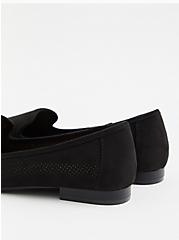 Plus Size Black Faux Suede Perforated Loafer (WW), BLACK, alternate
