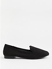 Black Faux Suede Perforated Loafer (WW), BLACK, alternate