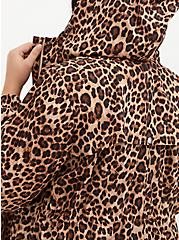 Leopard Nylon Hooded Longline Rain Jacket, LEOPARDS-BROWN, alternate