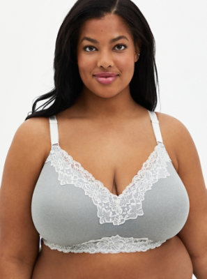 Torrid - Wire-Free Lightly Lined Heather With Lace Trim 360° Back Smoothing™  Bra