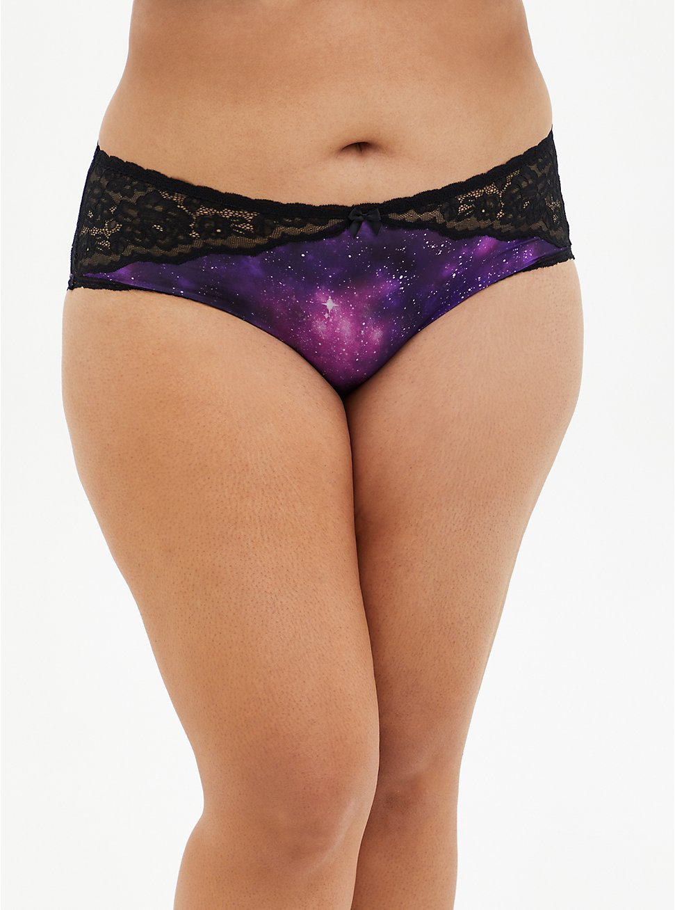 Microfiber And Lace Mid-Rise Hipster Panty, GALAXY, hi-res