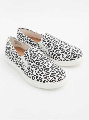 black and white leopard print slip on sneakers