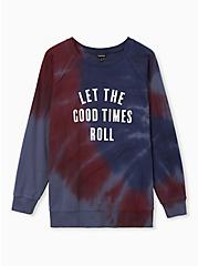 Good Times Burgundy Purple & Navy Tie-Dye Fleece Sweatshirt, WINETASTING, hi-res