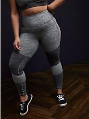 Plus Size Grey Space-Dye Brushed Wicking Active Legging with Pockets, GREY, hi-res