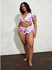 High-Rise Knot Front Swim Bottom, PINK FLORAL, alternate