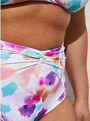 High-Rise Knot Front Swim Bottom, PINK FLORAL, alternate