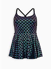 Mermaid Side Tie Swim Dress - Black, MULTI, hi-res