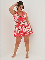Wireless Mid Lace Trimmed Swim Dress With Brief, NICE IKAT FLORAL, hi-res