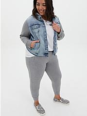 Plus Size Relaxed Fit Jogger - Lightweight Ponte Heather Grey, GREY, alternate