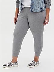 Plus Size Relaxed Fit Jogger - Lightweight Ponte Heather Grey, GREY, hi-res