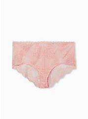 Plus Size Light Pink Shimmer Lace Lattice Cheeky Panty , LIGHT PINK, hi-res