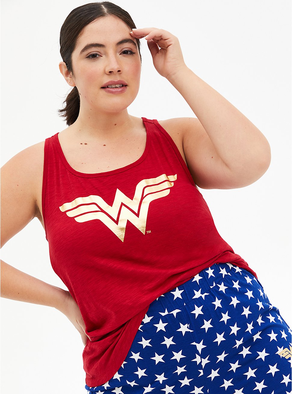 Wonder Woman Multi Jersey Sleep Tank, JESTER RED, hi-res