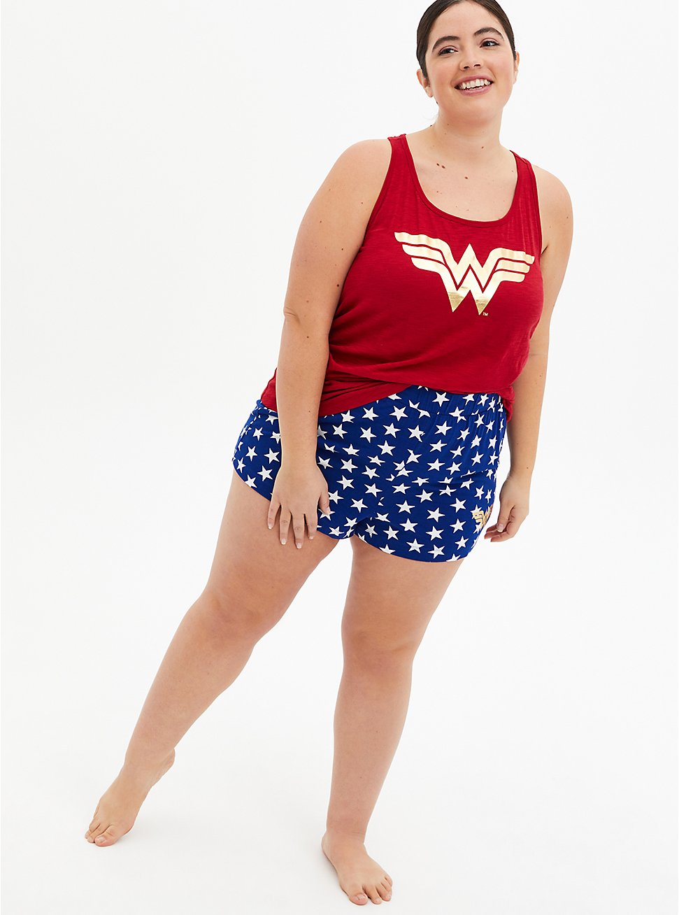 Plus Size Wonder Woman Multi Super Soft Sleep Short, MULTI, hi-res