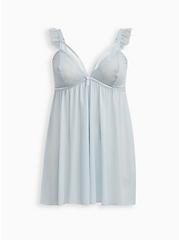 Plus Size Baby Blue Cap Sleeve Strappy Babydoll, BABY BLUE, hi-res