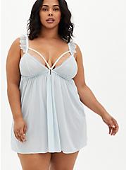 Baby Blue Cap Sleeve Strappy Babydoll, BABY BLUE, hi-res