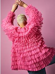 Betsey Johnson Pink Mesh Ruffle Tiered Kimono, AZAELEA PINK, hi-res