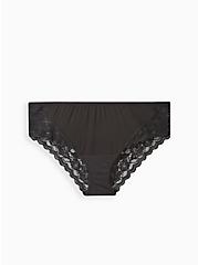 Microfiber Hipster Panty With Lace Cage Back, BLACK, hi-res