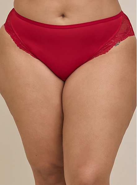 Microfiber Hipster Panty With Lace Cage Back, JESTER RED, alternate