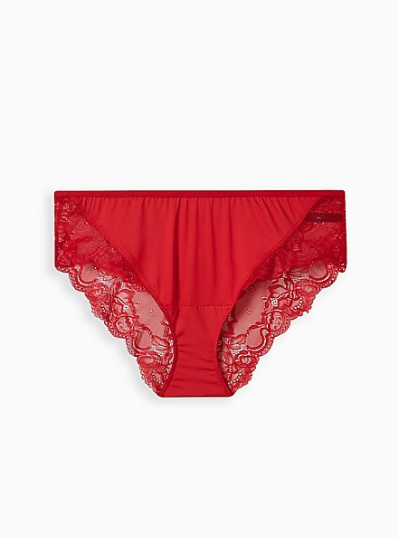 Microfiber Hipster Panty With Lace Cage Back, JESTER RED, hi-res