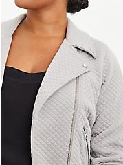Pebble Grey Quilted Knit Moto Jacket, ASH, alternate