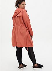 Plus Size Nylon Longline Rain Jacket, APRICOT BLUSH, alternate