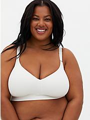 Plus Size Lightly Lined Longline Wire-Free Bra - Microfiber White with 360° Back Smoothing™ - , CLOUD DANCER, hi-res