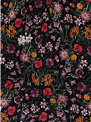 Black Floral Challis Pintuck Blouse, FLORAL - BLACK, alternate