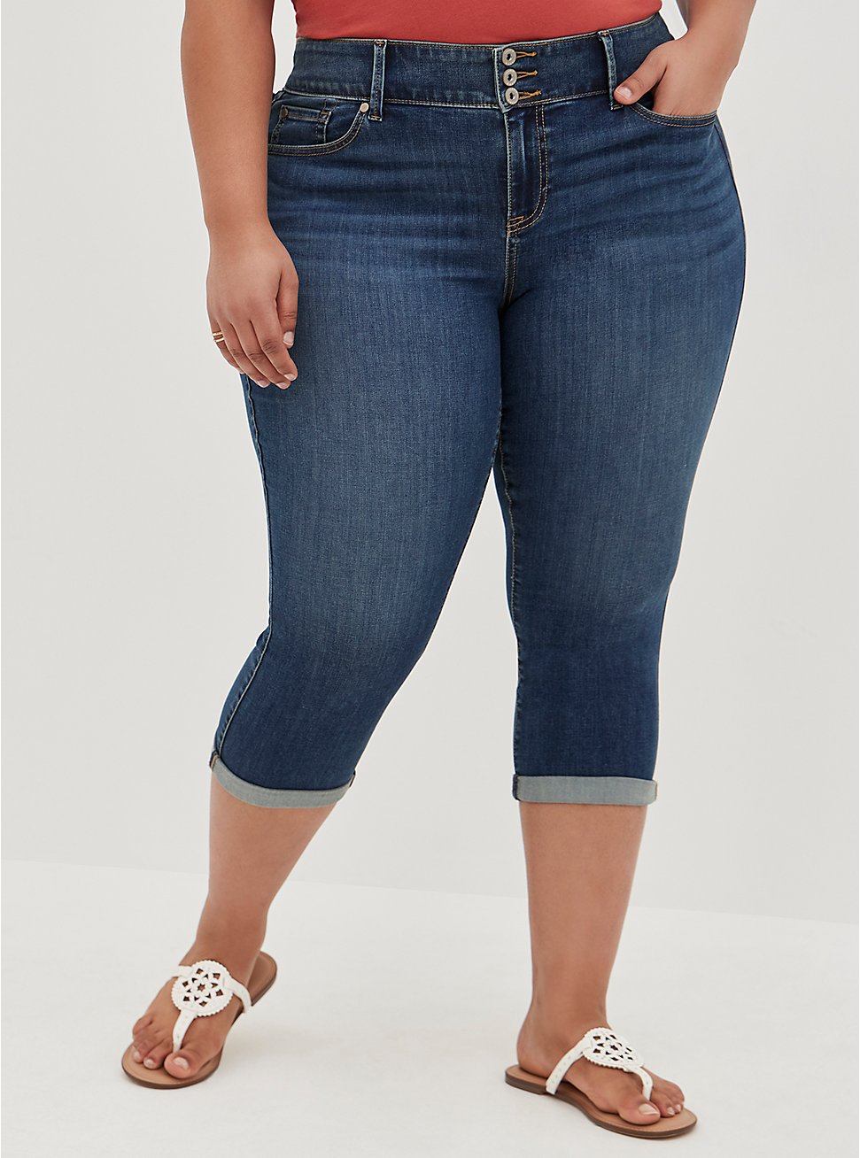 Plus Size Crop Jegging Skinny Super Soft High-Rise Jean, BLUE GROTTO, hi-res