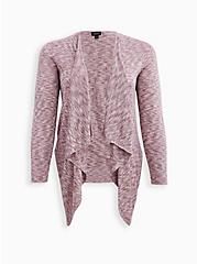  Oatmeal & Purple Space-Dye Cardigan Sweater, MUSHROOM, hi-res