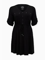 Mini Super Soft Shirt Dress, BLACK, hi-res
