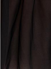 Black Mesh Asymmetrical Ruffle Midi Skater Dress, DEEP BLACK, alternate
