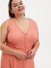 Lace Over-Lay Maxi Dress & Waistcoat Set Coral SIZES 10/12 & 12/14