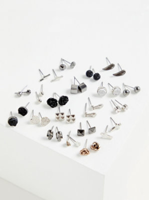 Plus Size - Silver-Tone Skull Stud Earring Set - Set of 20 - Torrid