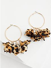 Plus Size Leopard Floral & Gold-Tone Hoop Earrings, , alternate