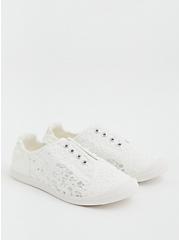Plus Size Riley - White Crochet Ruched Sneaker (WW), WHITE, alternate