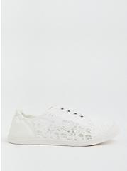 Plus Size Riley - White Crochet Ruched Sneaker (WW), WHITE, alternate